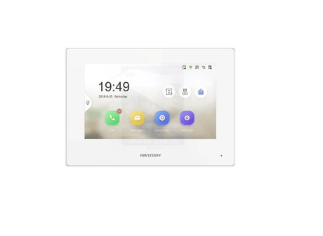 Hikvision Monitor videointerfon Hikvision DS-KH6320Y-WTE2/WH, 2 fire, 4 7-inch IPS touch screen, rezolutie: 1024 × 600, TFT, fara butoane, temperatura de functionare: -10 °C to 50 °C, culoare: alb.