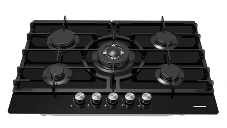 Heinner Plita incorporabila Plita Incorporabila Heinner HBH-M705IWFGBK | 5 Arzatoare, Gaz, 70cm, Negru, 75x51cm