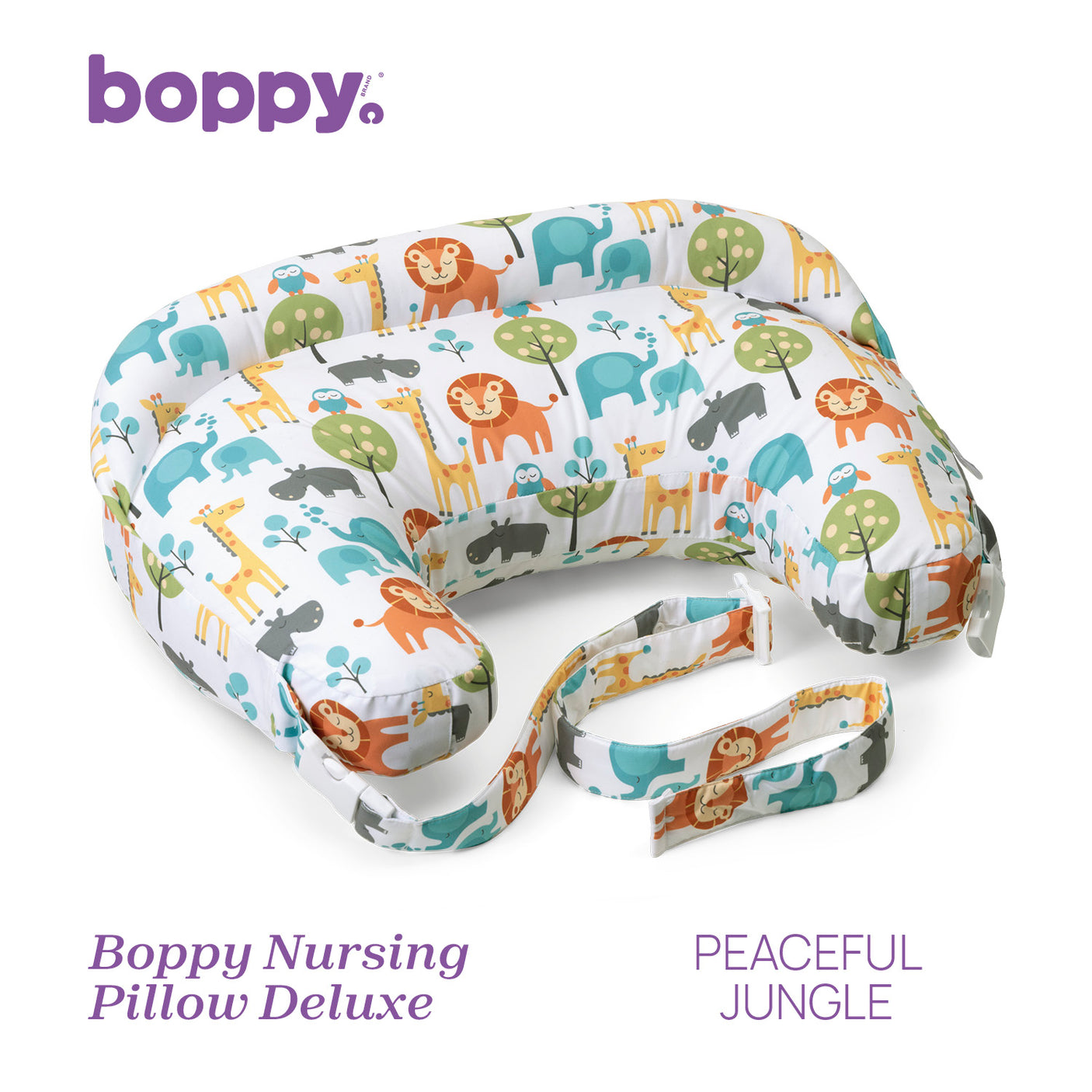 Perna Alaptare Chicco Boppy Deluxe, Peaceful Jungle, 0luni+