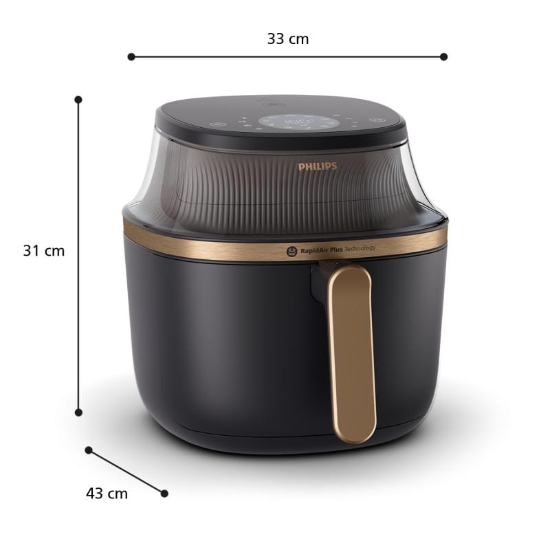 Philips Friteuză cu aer cald Philips Airfryer NA332/00, 6,2 L, 1700 W, negru cu accente cupru