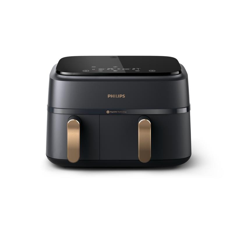 Philips Friteuză cu aer cald Philips Airfryer NA352/00 Dual Basket 9L 2750W, negru-cupru