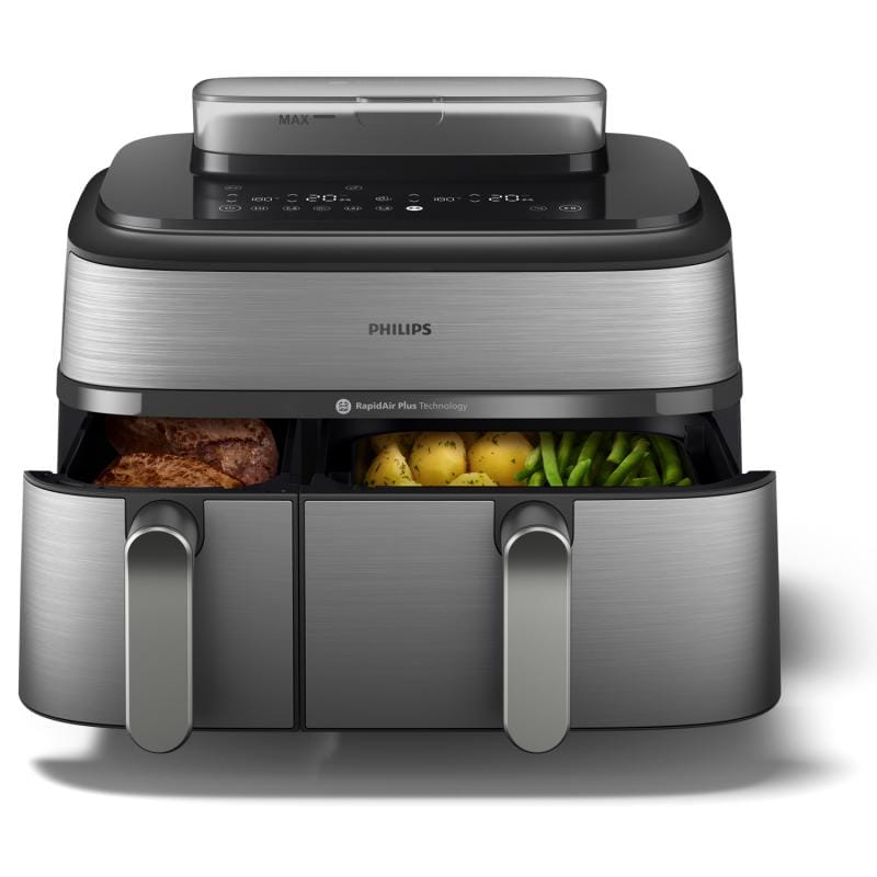 Philips Friteuză cu aer cald Philips Airfryer NA555/00 Dual Basket 9L 2750W, argintie