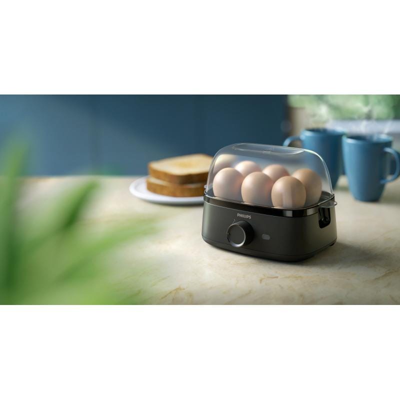 Philips Fierbător de ouă Philips HD9137/90, negru, capacitate 6 ouă, ouă moi/medii/tari