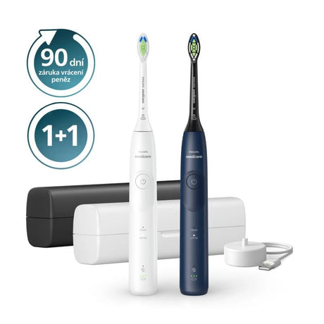Philips Set 2 Periuțe de Dinți Electrice Philips Sonicare 5500 HX7119/01, Bleumarin/Alb, Tehnologie Sonicare