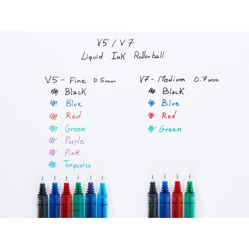 Pilot Roller Pilot V7 cu cerneală lichidă, negru, vârf fin, scriere precisă și fluidă (BX-V7-B)