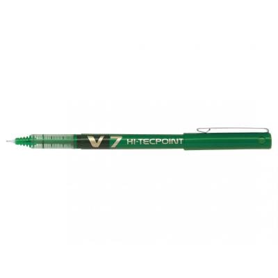 Pilot Roller cu cerneală verde Pilot V7, vârf 0,7 mm, scriere fină și cursivă, cu capac, cod BX-V7-G