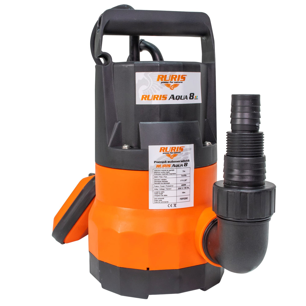 Ruris Pompa submersibila Pompa submersibila RURIS Aqua 8 | 400W, Debit 7m³/h, Înălțime maximă refulare 7m
