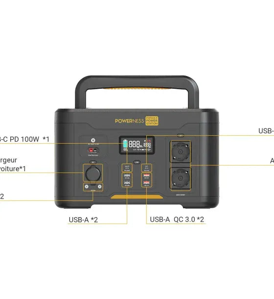 Powerness Acumulator extern Power Station Powerness U1000 1166Wh 4 USB-A 2 USB-C 2 x AC Negru