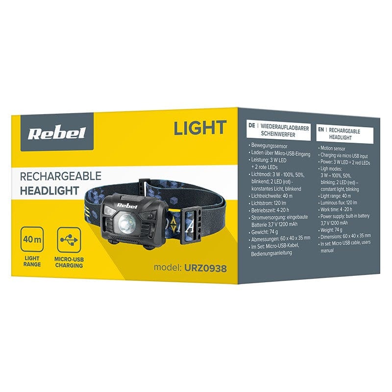 Rebel Lanterna Lanterna Rebel URZ0938 | 1200mAh, 3.7V, LED