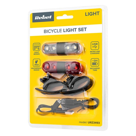 Rebel Set lumini bicicleta Set lumini bicicleta Rebel URZ3493 | 300mAh, 3.7V, Alb, LED