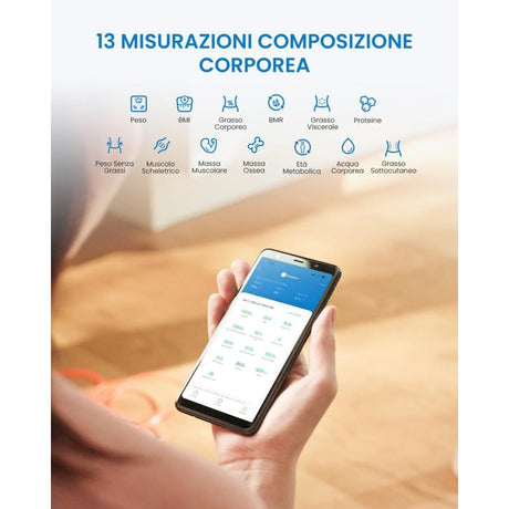 Renpho Cântar inteligent Renpho Elis Solar 2, negru, Wi‑Fi și Bluetooth, sincronizare aplicație, pentru monitorizarea greutății acasă
