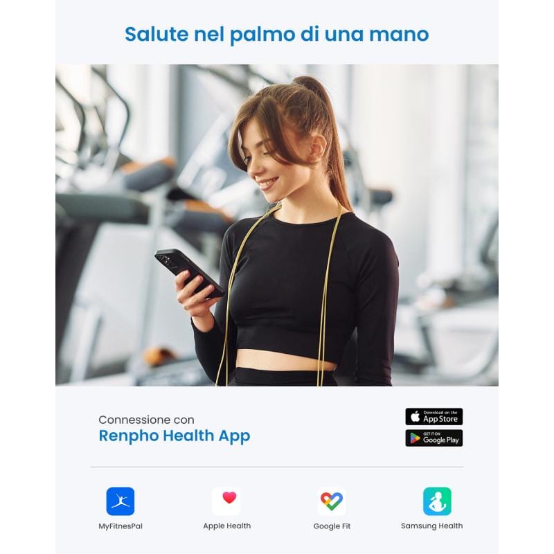 Renpho Cântar inteligent Renpho Elis Solar 2, negru, Wi‑Fi și Bluetooth, sincronizare aplicație, pentru monitorizarea greutății acasă