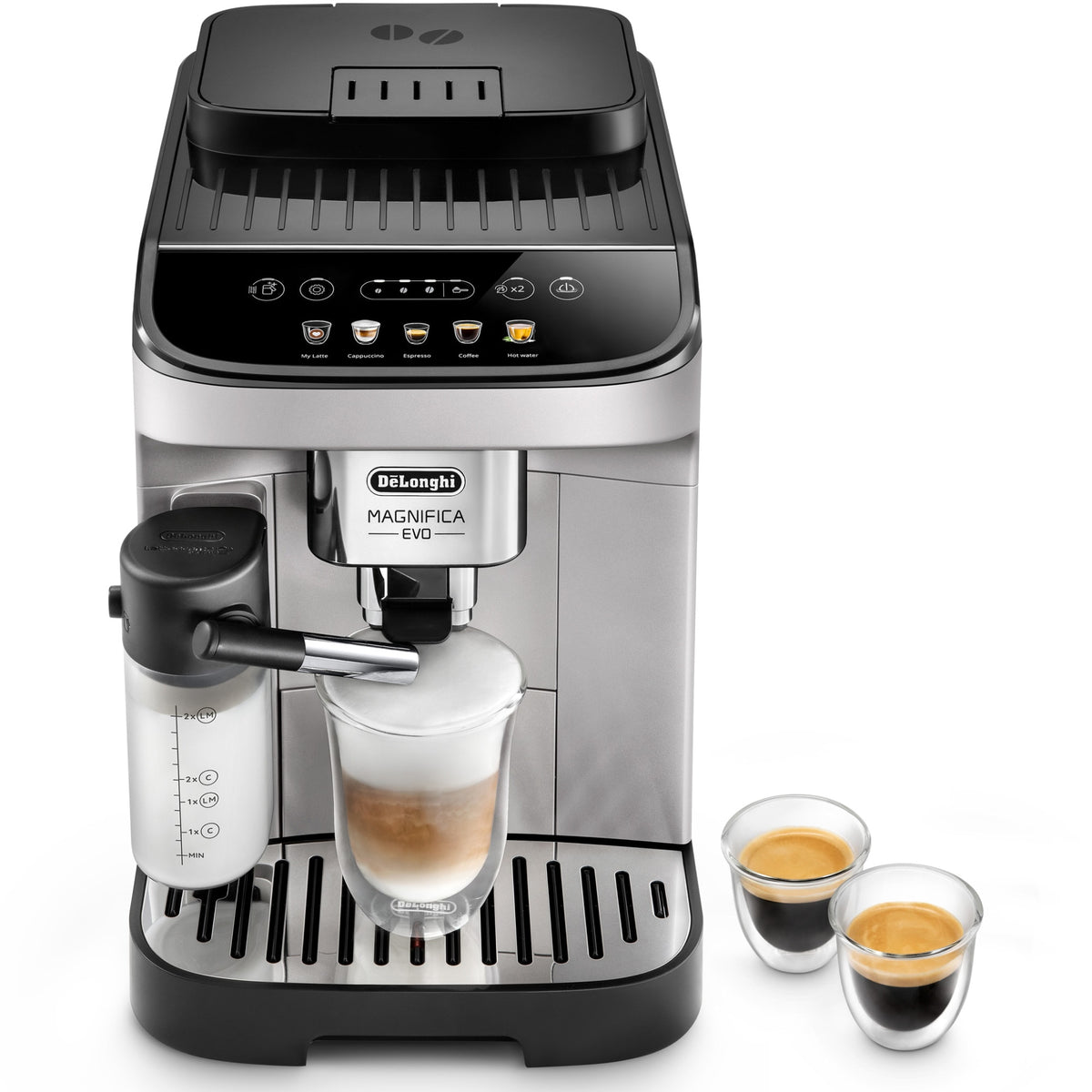 Espressor Automat De'Longhi Magnifica Evo ECAM290.61.SB | LatteCrema, Carafa Lapte, 15 Bar, 1450W, Negru/Argintiu