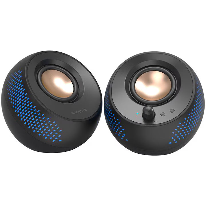 CREATIVE PEBBLE X USB-C 2.0 Speakers w/Bluetooth 5.3, RGB Lighting, Aux, black