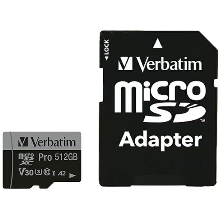 Card de memorie Micro SDXC Pro U3 Verbatim, 512GB