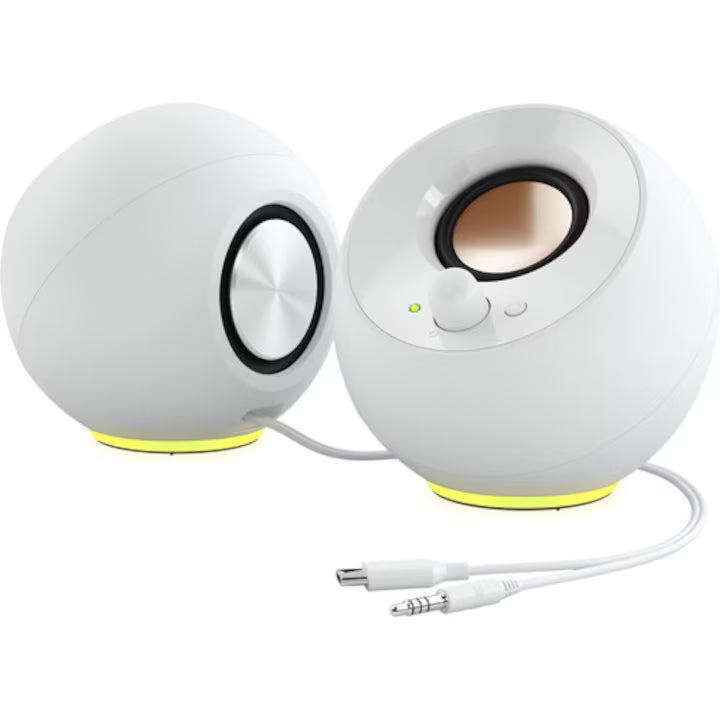 CREATIVE PEBBLE SE USB-C 2.0 Speakers w/Bluetooth 5.3, RGB Lighting, Aux, white