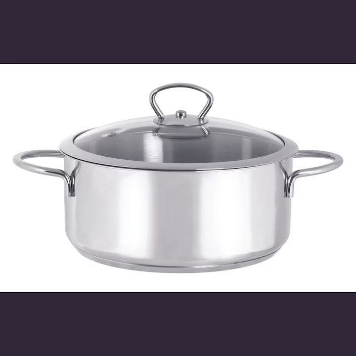 Cratita 2.8l cu capac din sticla Kulinaria Metalac inox/20cm/2.8l