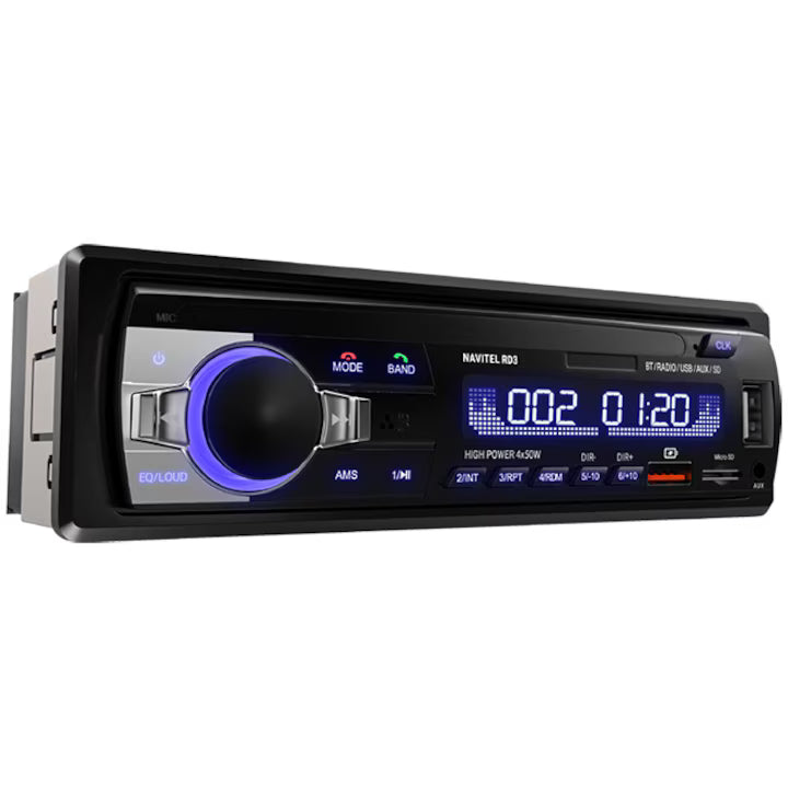 Player Auto Navitel RD3, 1DIN 4х50 watt, Bluetooth 4.0 cu suport A2DP, HFP, FM, redare FLAC, MP3, WMA, WAV, AUX input, microSD pana la 256GB, 2x porturi USB, RGB backlight, RCA-out, Hands-free, Telecomanda