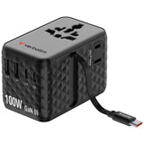 Adaptor Verbatim GaN,100W,cabluri retractab,negruUSB-C PD 3.0 QC4+up to 100W/USB-A up to 12W
