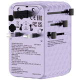 Adaptor Verbatim GaN,100W, cablu retractab,violetUSB-C PD 3.0 QC4+up to 100W/USB-A up to 12W