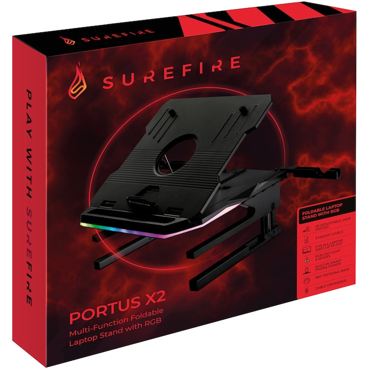 Stand Laptop Gaming SureFire Portus X2 48843 | Pliabil, RGB
