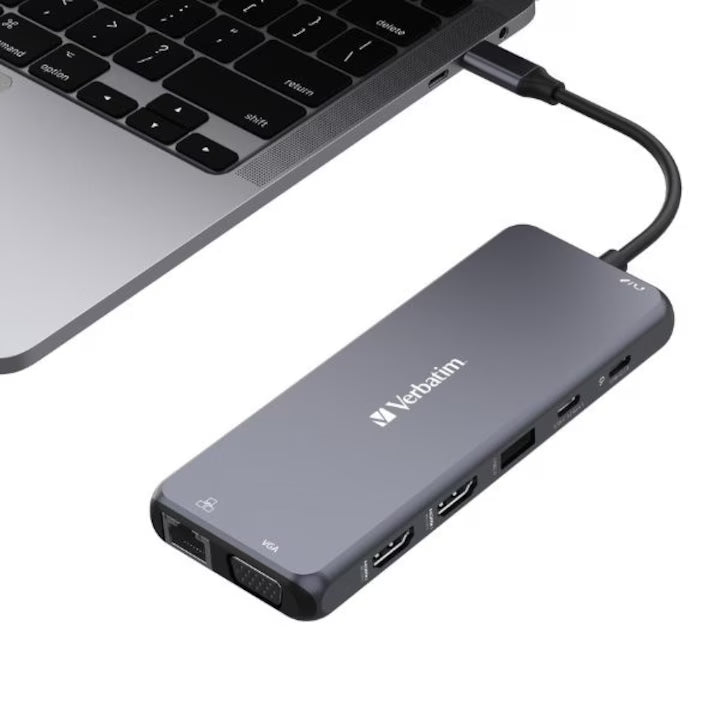 Hub multiport Verbatim USB-C, 14 port, SilverHDMI,VGA,RJ45,SD,microSD,USB-C PD,USB A,Audio Jack