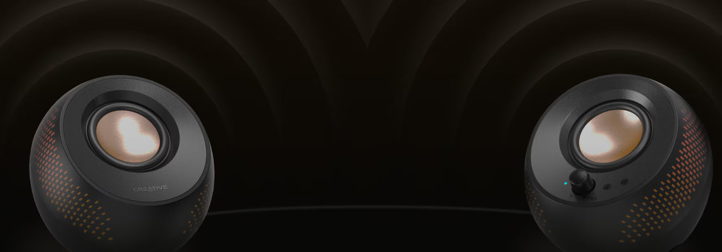 CREATIVE PEBBLE X Plus USB-C 2.1 Speakers w/Bluetooth 5.3, RGB Lighting, Aux, black