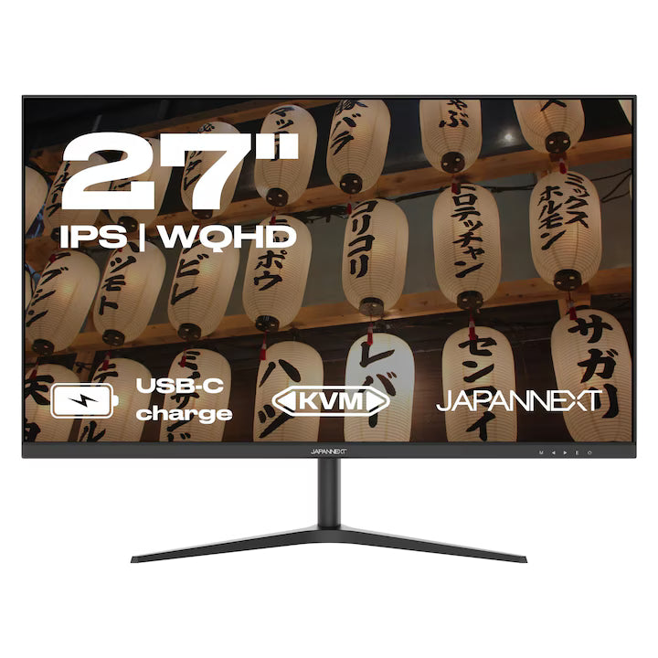 Monitor JAPANNEXT JN-IPS27WQHDR | 27 inch, IPS, WQHD, USB-C, KVM, Negru