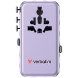 Adaptor Verbatim GaN,70W,2 cabluri retract,violetUSB-C PD 3.0 QC4+up to 70W/USB-A QC 4+up to 60W