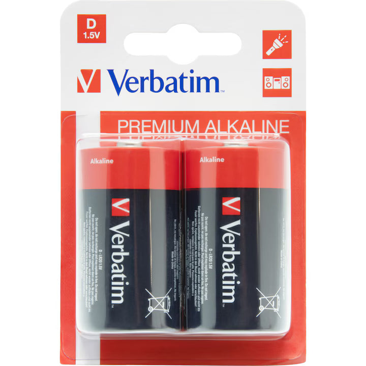 Baterii Verbatim, Alkaline, D, 2 buc, 49923