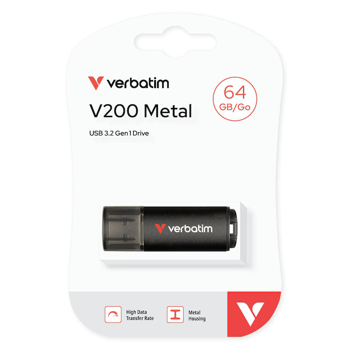 USB Flash Drive Verbatim, V200 Metal, 64GB, USB3.2 Gen 1