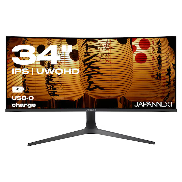 Monitor Curbat JAPANNEXT JN-IPS340UWQHD60C | 34 inch, IPS, UWQHD 3440x1440, HDR, USB-C 65W, Negru