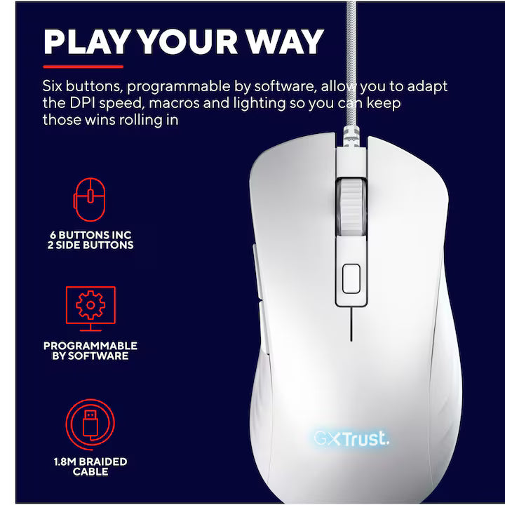 Mouse Wireless Trust 24891 | Ergonomic, Alb