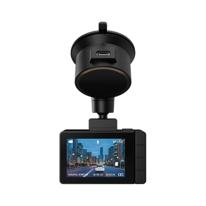 Camera Auto DVR NAVITEL R900 4K, Filmare infrared, senzor SONY 415 STARVIS, rezolutie 3840*2160P 30fps, USB-C, G-sensor, Inregistrare cu sunet, Difuzor, Inregistrare in bucla pe microSD pana la 256GB, Suport parbriz cu alimentare integrata 12-24V
