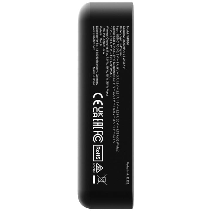 Verbatim Power bank Power Bank Verbatim 32223 | 20000mAh, Wireless, Negru