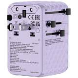 Adaptor Verbatim GaN,100W, cablu retractab,violetUSB-C PD 3.0 QC4+up to 100W/USB-A up to 12W