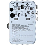 Adaptor Verbatim GaN,100W,cablu retractab,bleuUSB-C PD 3.0 QC4+up to 100W/USB-A up to 12W