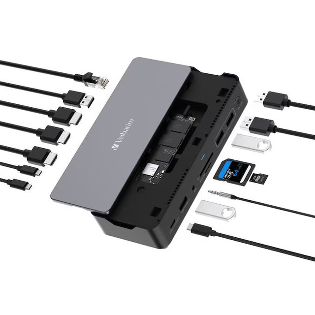 Docking Station USB-C Verbatim CDS-15S 32173 | 15 Porturi, Slot SSD, Argintiu