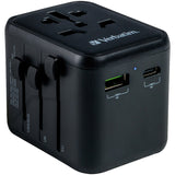 Verbatim UTA-02 Universal Travel Adapter with 1 x USB-C PD 20W / 1 x USB-A QC 3.0