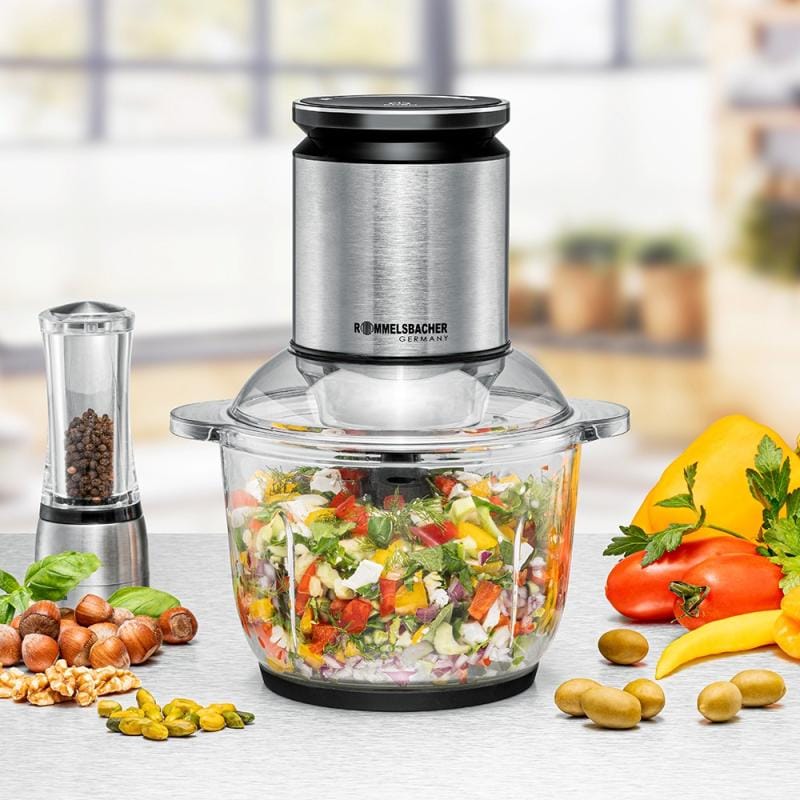 Rommelsbacher Tocator Multifuncțional Rommelsbacher MZ 600, bol 2L, 600W, carcasă inox, pentru legume, fructe și nuci