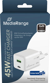 Incarcator USB-C MediaRange MRMA113-2 | 45W, Power Delivery, Alb
