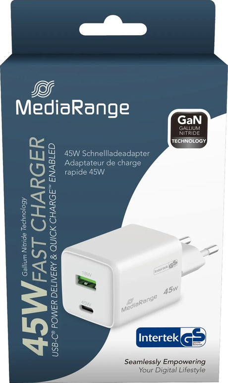 MediaRange Adaptor priza Incarcator USB-C MediaRange MRMA113-2 | 45W, Power Delivery, Alb