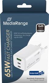 Încărcător USB-C MediaRange MRMA116-2 | 65W, GAN, Alb