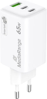 Încărcător USB-C MediaRange MRMA116-2 | 65W, GAN, Alb