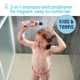 Sampon și Balsam de Par 2 în 1 Chicco Pop cu Aroma de Bomboane cu Capsuni, Formula Vegana, pentru Copii și Adolescenti 250 Ml