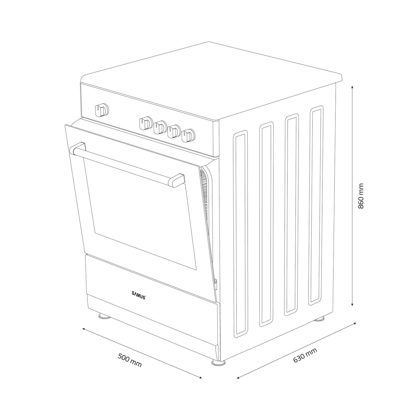 Samus Aragaz Aragaz SamusSM561BXS | 60cm, Inox, Argintiu