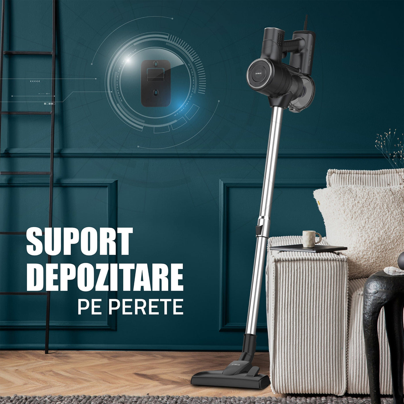 Samus Aspirator vertical Aspirator Vertical Samus Sticky 60 Eco Gray | 600W, HEPA, Inox, Gri