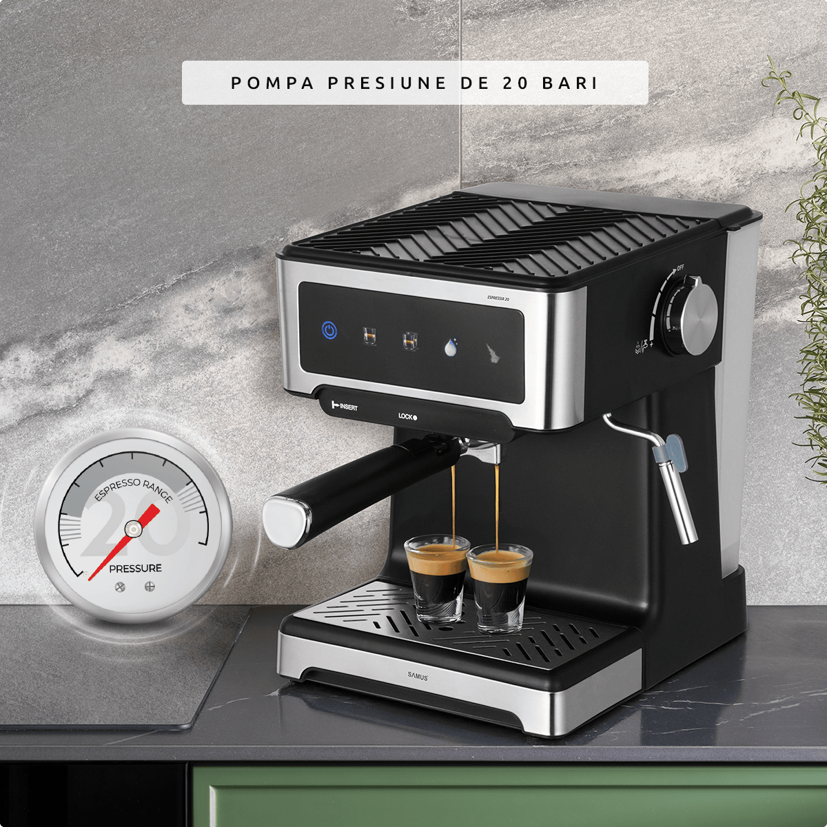 Samus Espressor automat Espressor Manual Samus | 1150W, 1.8L, Negru