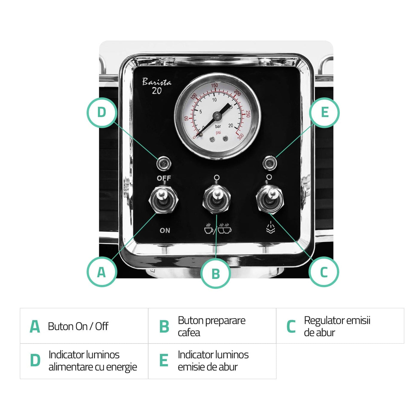 Samus Espressor automat Espressor Manual Samus | 1350W, 1.5L, Negru