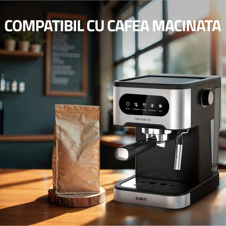Samus Espressor automat Espressor Manual Samus Cafe Gusto 20 | 1350W, 1.5L, 20 bari, Inox